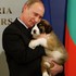 Владимир Путин и его четвероногие подарки. Фото: © REUTERS/ Oleg Popov.